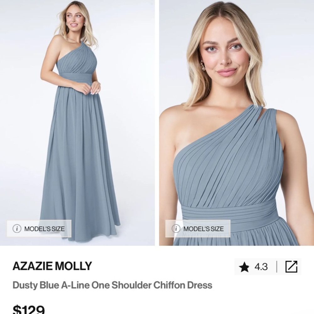 Azazie Gray Asymmetrical Ruched One Shoulder Dress; Molly